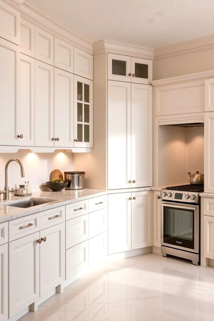 Timeless Elegance - Elegant Off-white Kitchen Cabinets for Modern Homes