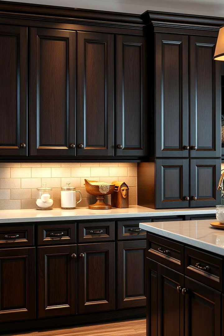 Timeless Elegance - Dark Wood Kitchen Cabinets for Timeless Style
