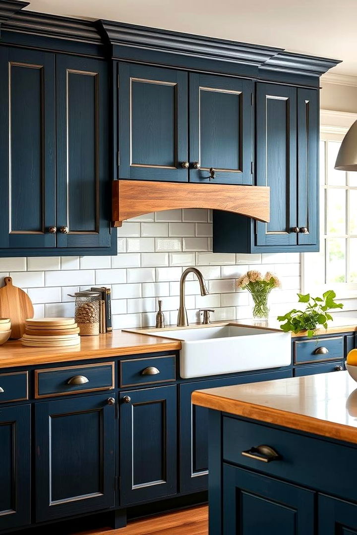 Timeless Farmhouse Charm - Blue Farmhouse Kitchen Cabinet Designs & Inspiration