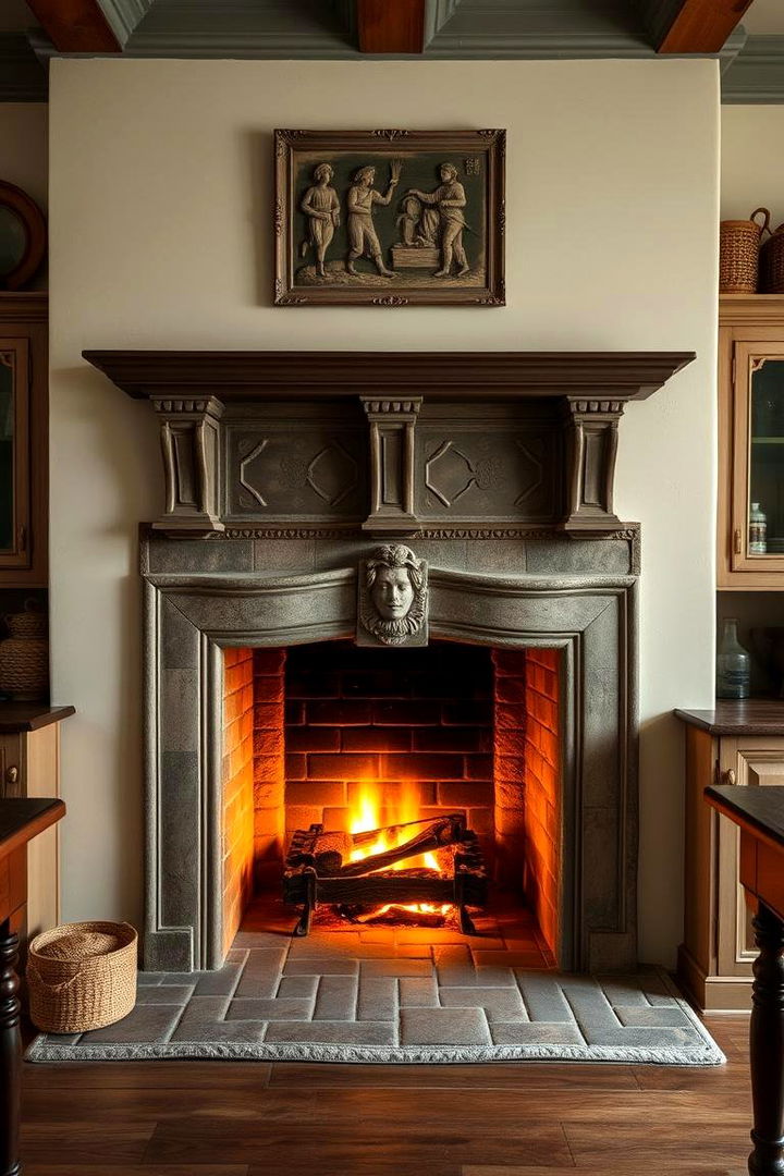 Timeless Hearth and Fireplace - Victorian Kitchen Ideas Blending Historic Charm & Function