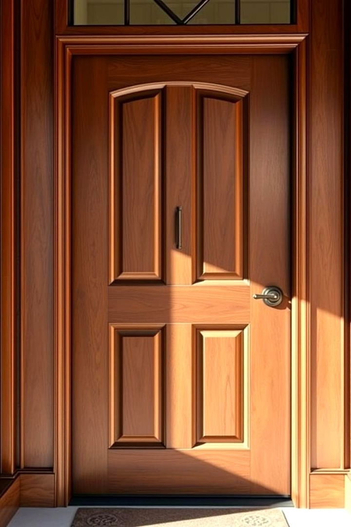 Timeless Walnut Charm - Stained Front Door Ideas to Elevate Curb Appeal