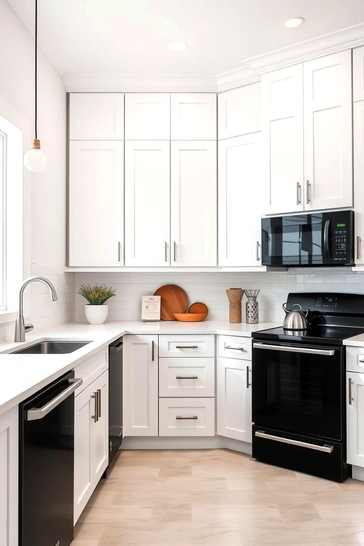 Timeless White Cabinets - Cabinet Colors to Complement Black Kitchen Appliances