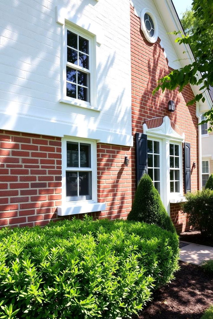 Timeless White Elegance - Striking Exterior Brick Paint Color Ideas for Curb Appeal