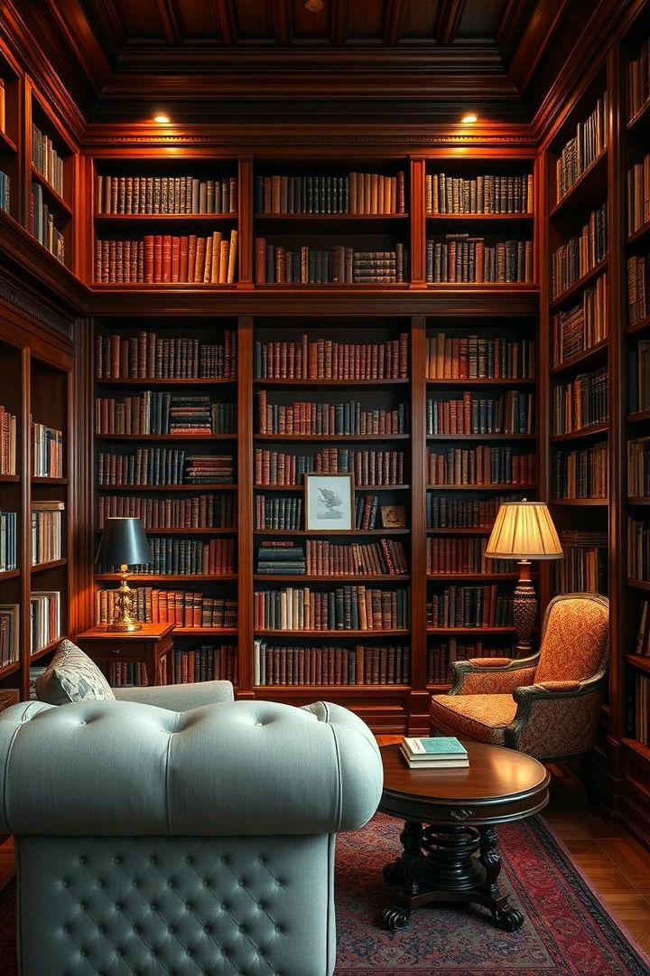 Timeless Wood Shelving Library - Home Library Design Ideas for Book Lovers' Sanctuaries