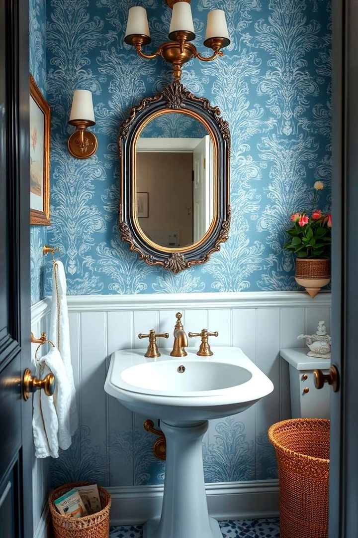 Traditional Blue Elegance - Blue Powder Room Designs for a Bold Small Space Makeover