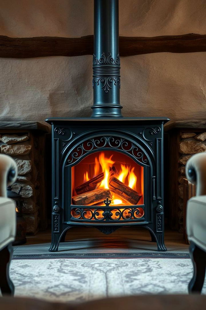 Traditional Cast Iron Log Burner - Log Burner Ideas for Cozy Indoor/Outdoor Spaces