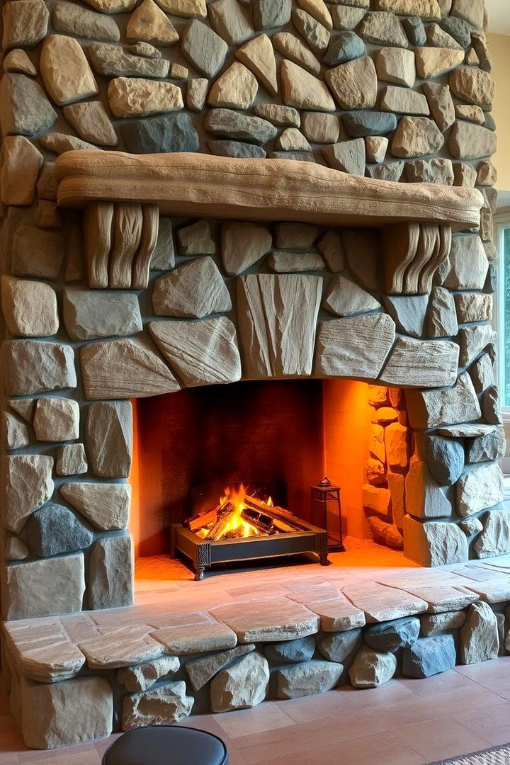 Traditional Stone Architecture - Rustic Fireplace Designs for Cozy Home Atmospheres