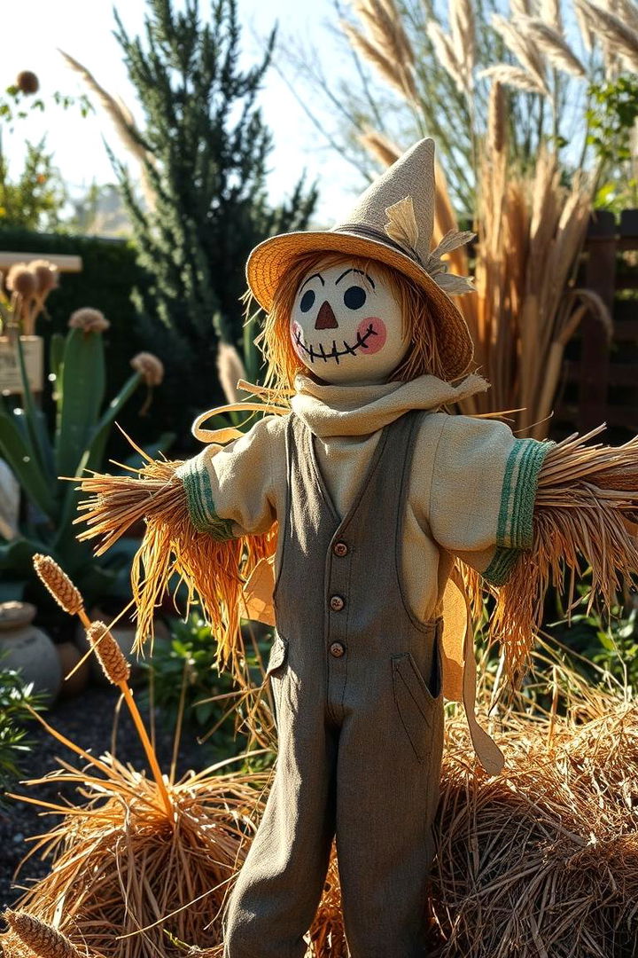 Traditional Straw Scarecrow Charm in Gardens - Whimsical Garden Scarecrow Ideas for Crop Protection