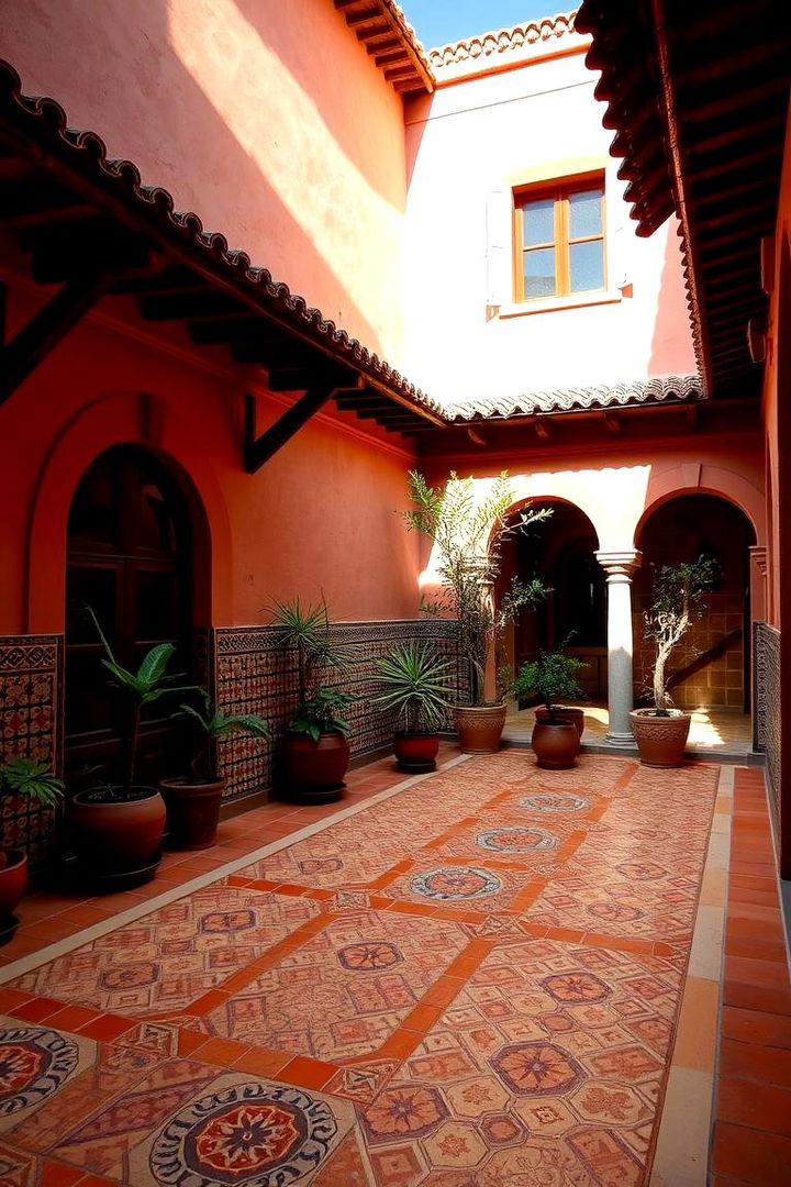 Traditional Tiled Flooring Inspiration - Spanish Courtyard Ideas for Tranquil Outdoor Living