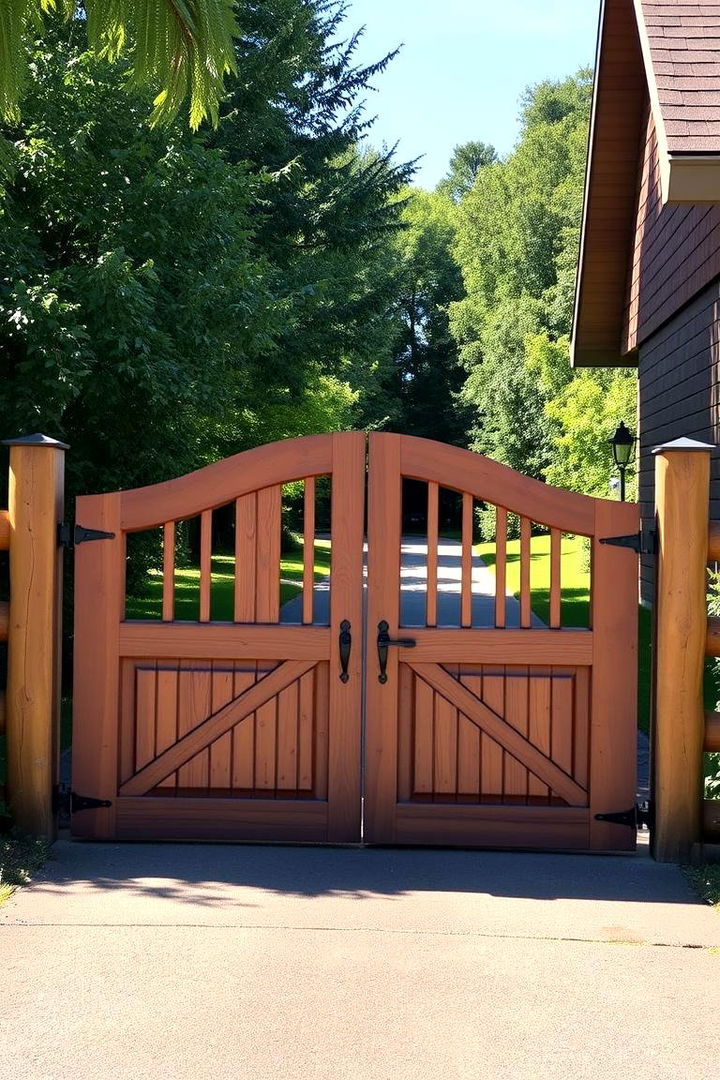 Traditional Wooden Driveway Gate - Driveway Gate Ideas for Security, Style, and First Impressions