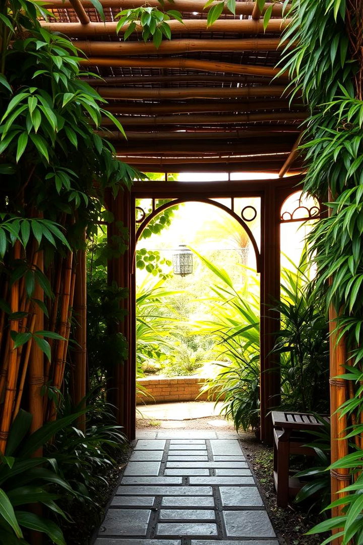 Tranquil Bamboo Archway Design - Japanese Garden Gate Design Ideas for Entryways