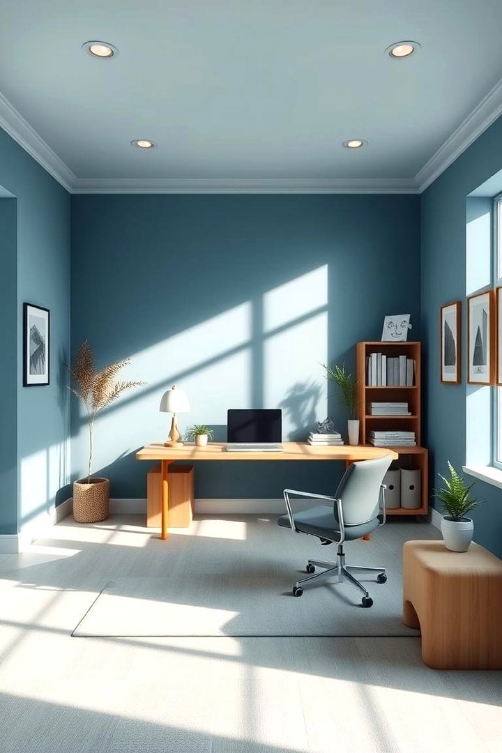 Tranquil Blue Tones - Best Home Office Paint Colors for a Productive Workspace