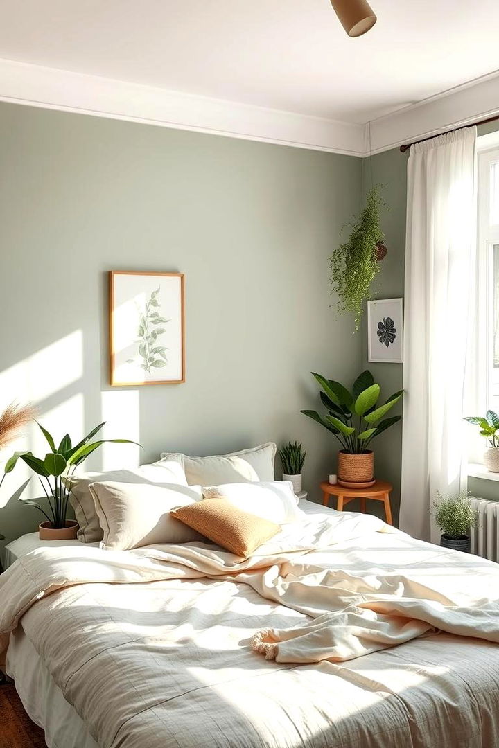 Tranquil Botanical Touch - Sage Green Bedroom Ideas for Relaxing Sleep Retreats