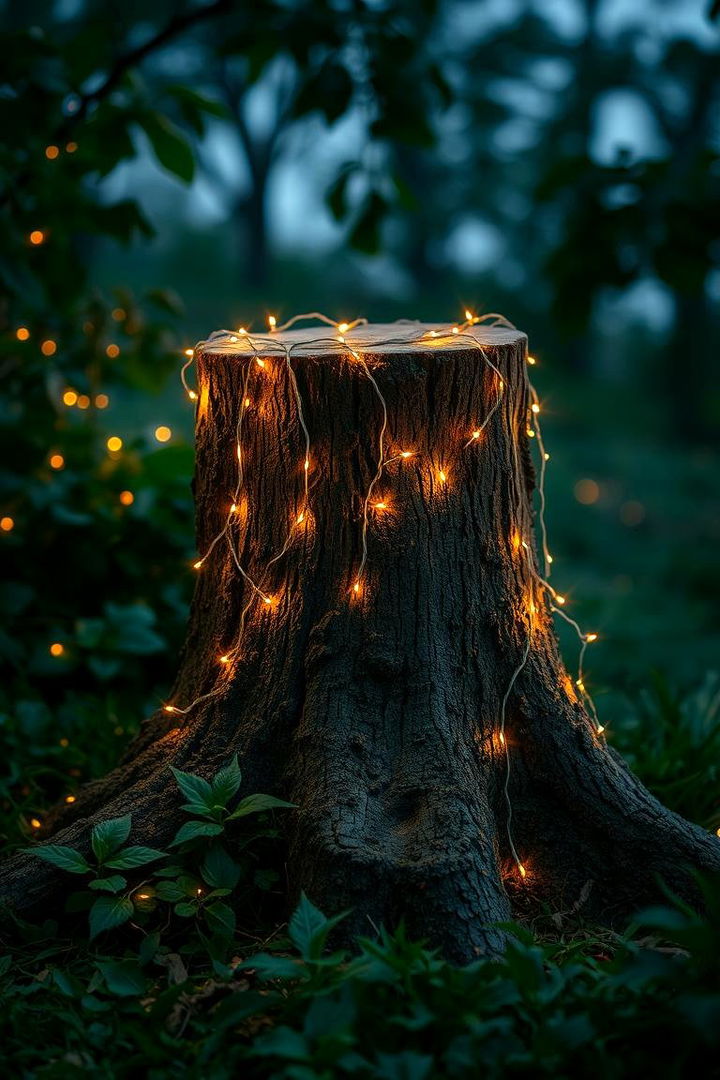 Twinkling Fairy Light Retreat - Tree Stump Fairy Garden Ideas for Whimsical Decor