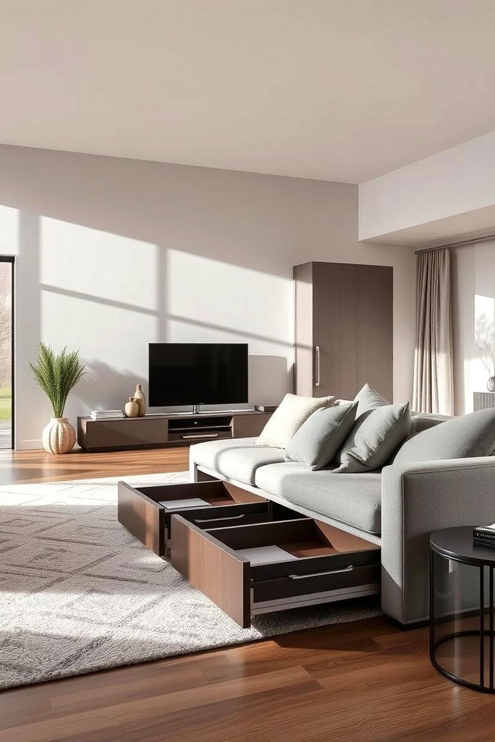 Under Sofa Storage Solutions - Smart Living Room Storage Solutions for Clutter-Free Homes