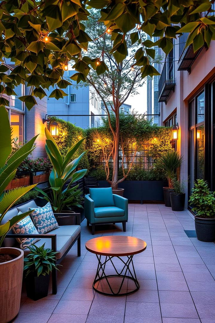 Urban Oasis Retreat - Space-Saving Patio Small Garden Ideas for Urban Homes