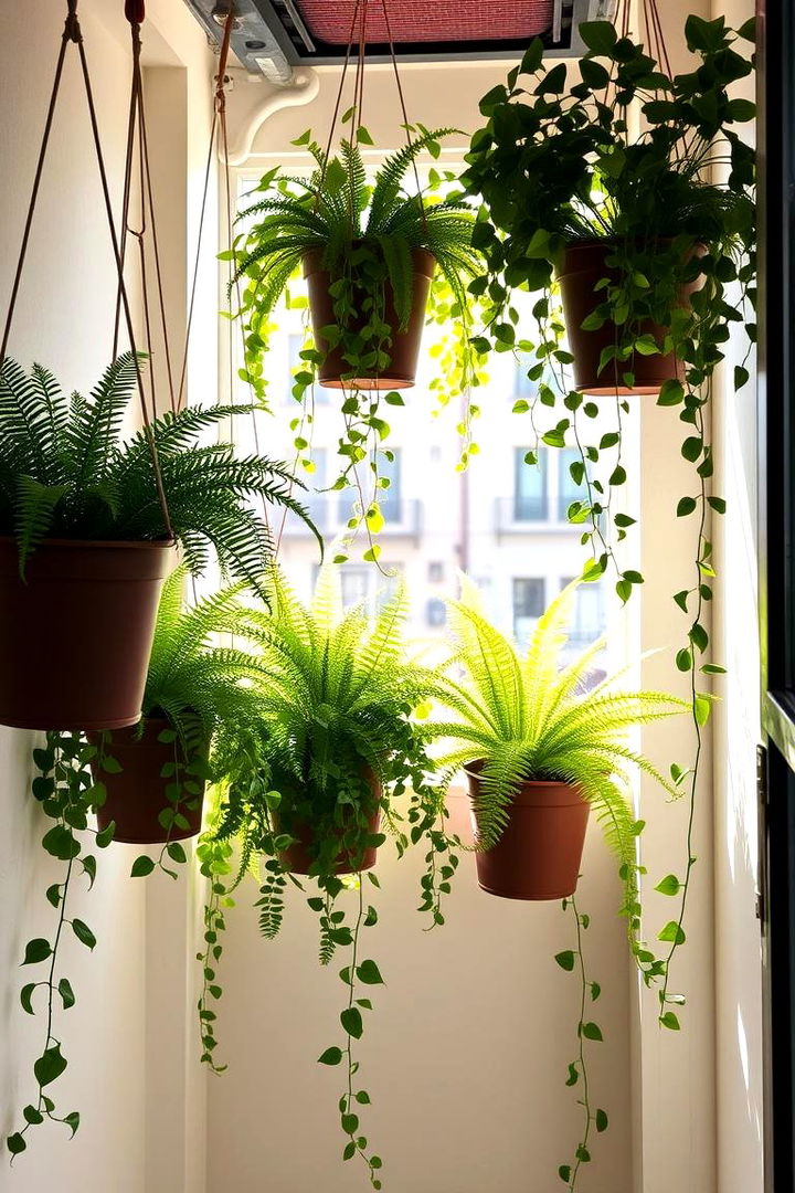 Urban Oasis with Hanging Pots - Creative Corner Garden Ideas with Pots for Small Spaces