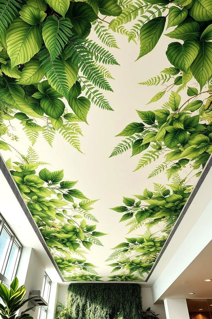 Verdant Botanical Paradise - Green Ceiling Ideas to Add Depth to Interior Spaces
