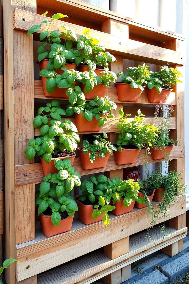 Vertical Herb Haven - Vertical Pallet Garden Ideas for Upcycled Green Spaces