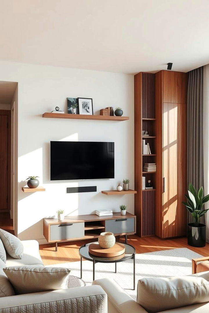 Vertical Space Optimization - Small Living Room Layout Ideas with TV Space