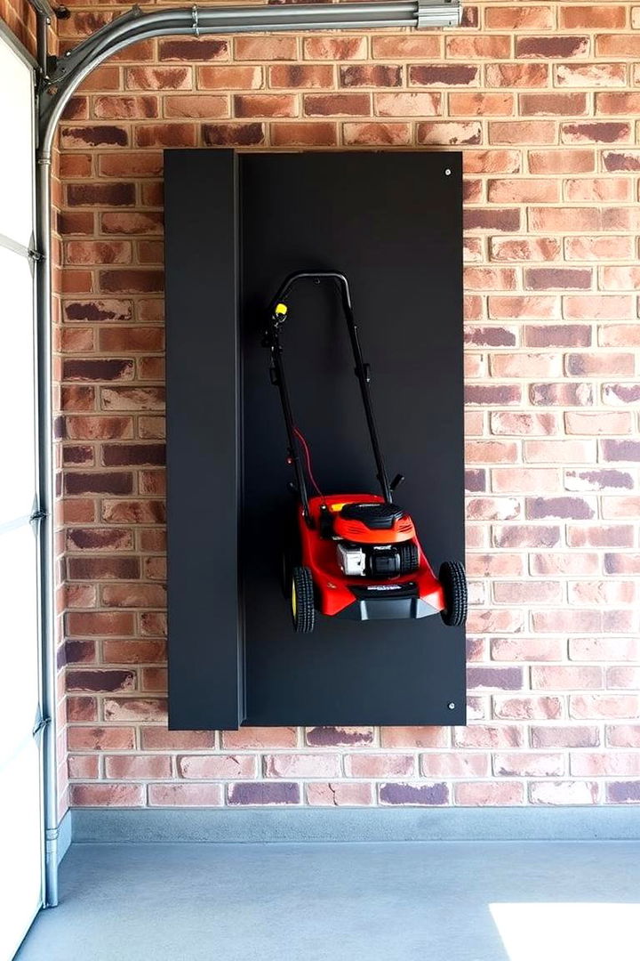 Vertical Wall Mount Storage - Practical Lawn Mower Storage Solutions for Garages