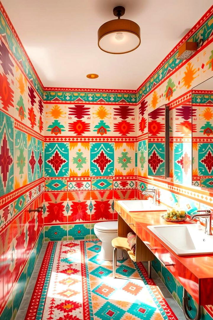 Vibrant Aztec Colors - Mexican Bathroom Ideas with Vibrant Cultural Flair