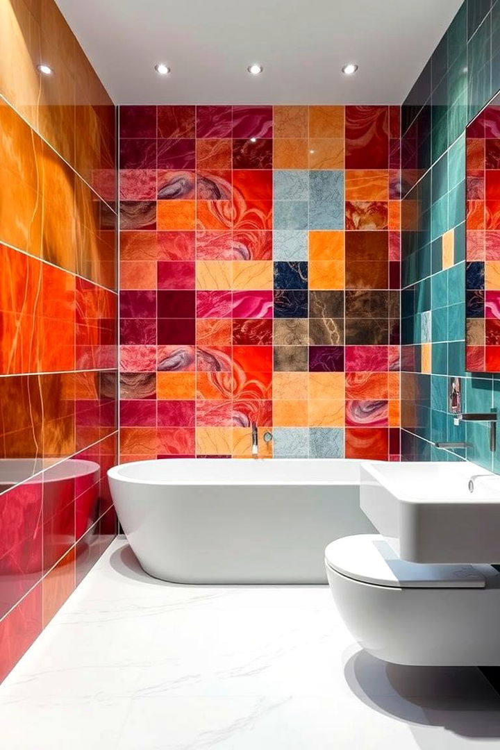 Vibrant Ceramic Tiles - Colorful Bathroom Designs: Bold & Playful Decor Concepts