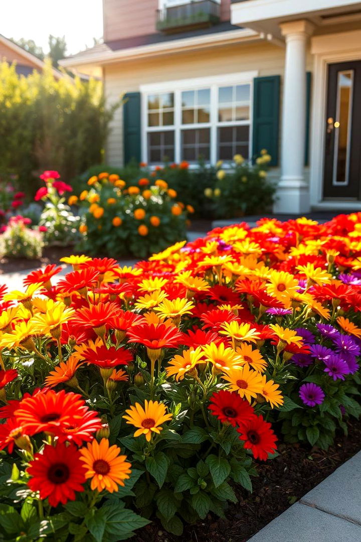 Vibrant Color Combinations - Beautiful Front Yard Flower Bed Designs & Ideas