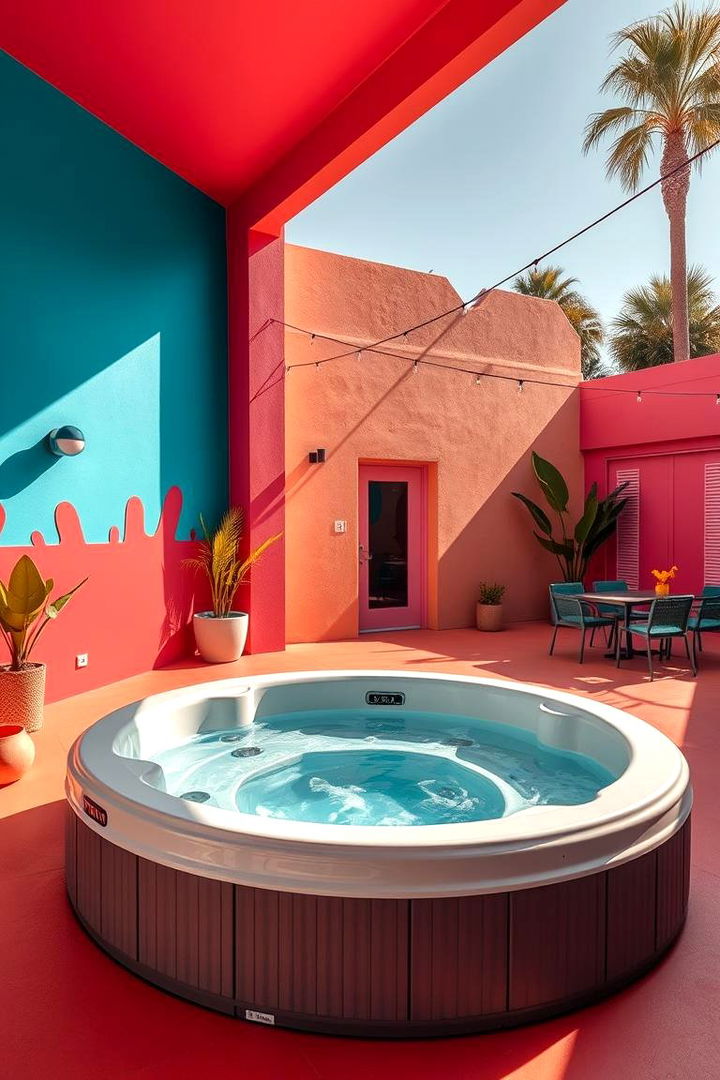 Vibrant Color Palette Revival - Hot Tub Decor Ideas to Elevate Your Outdoor Oasis