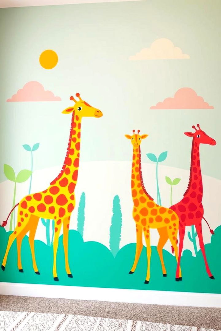 Vibrant Giraffe Wall Murals - Giraffe Nursery Ideas: Whimsical & Playful Baby Room Themes