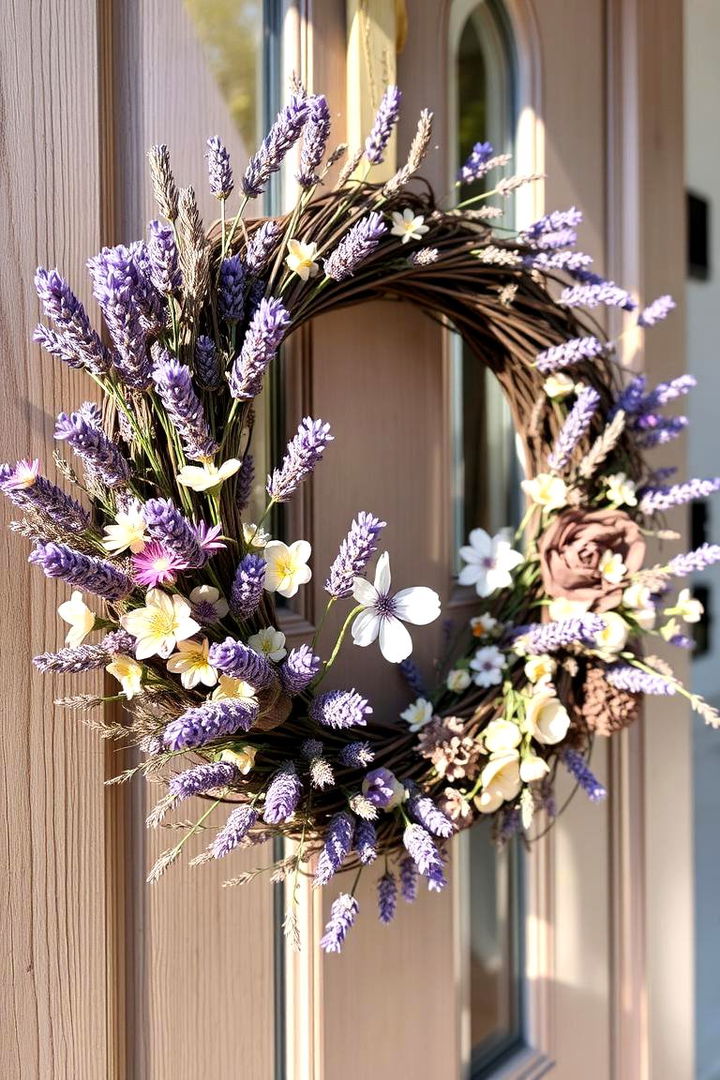 Vibrant Lavender Wreath Design - Lavender Front Door Designs for a Welcoming Entrance