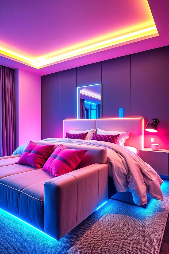 Vibrant Neon Accents - Neon Bedroom Ideas for Vibrant and Edgy Modern Spaces