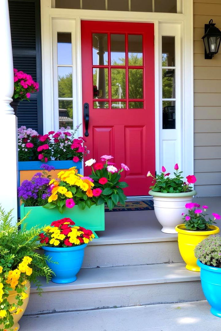 Vibrant Planter Steps - Welcoming Front Step Ideas to Upgrade Your Home's Entryway