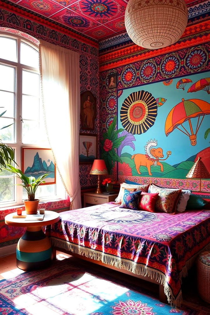 Vibrant Walls and Bold Patterns - Vibrant Boho Bedroom Ideas: Colorful & Eclectic Designs