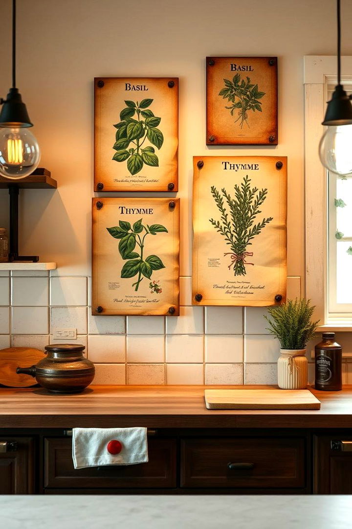 Vintage Herb Prints - Unique Kitchen Wall Decor Ideas: Art & Functional Style
