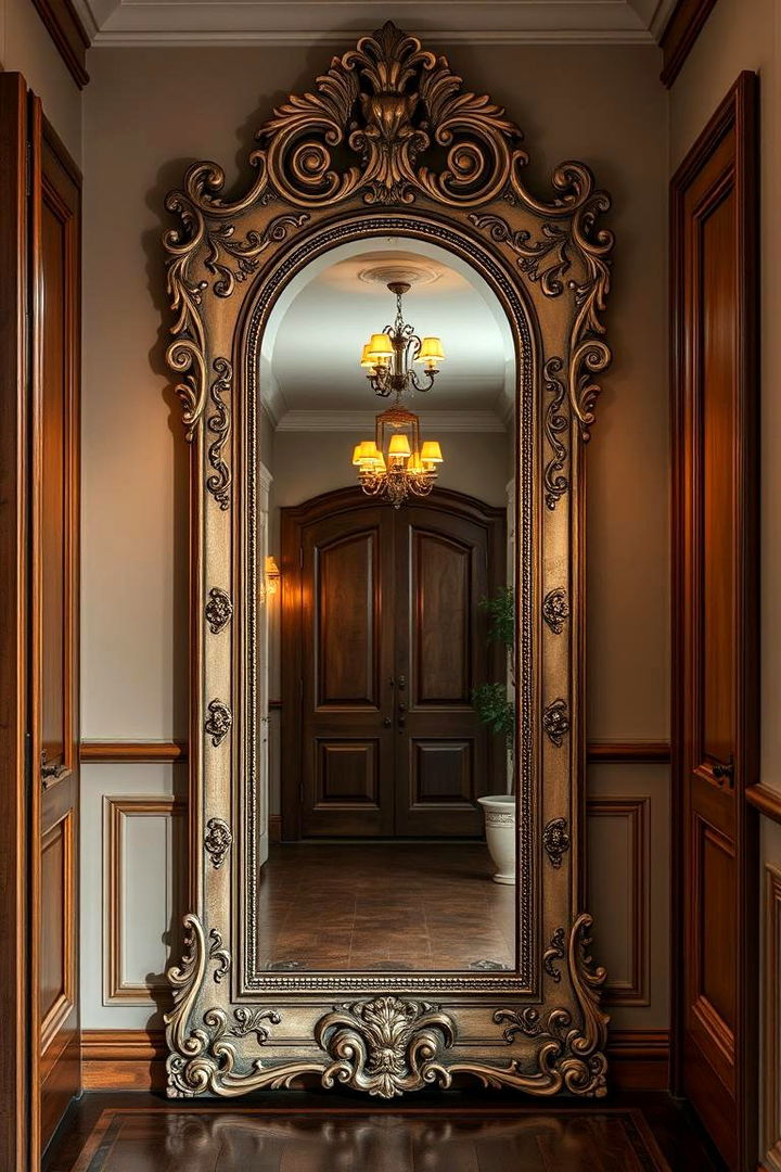 Vintage Ornate Frame Mirror - Entryway Mirror Ideas to Brighten & Expand Spaces