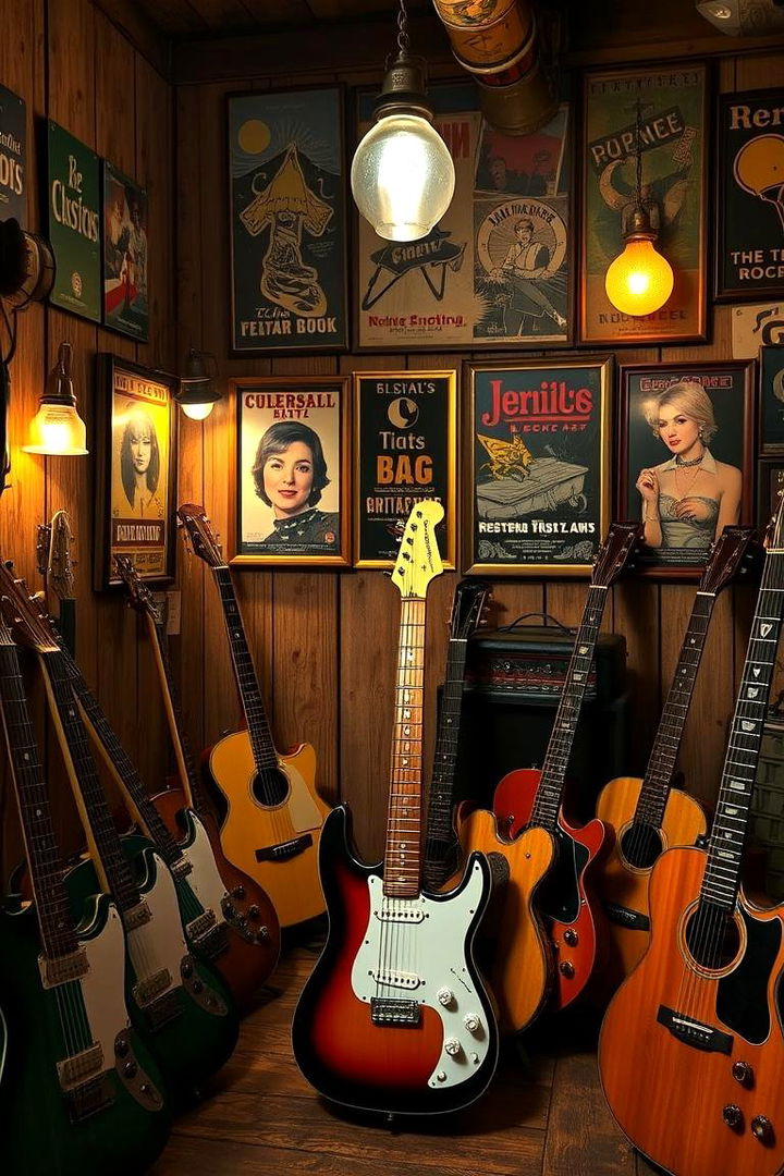 Vintage Vibe Guitar Sanctuary - Music-Inspired Guitar Room Design Concepts