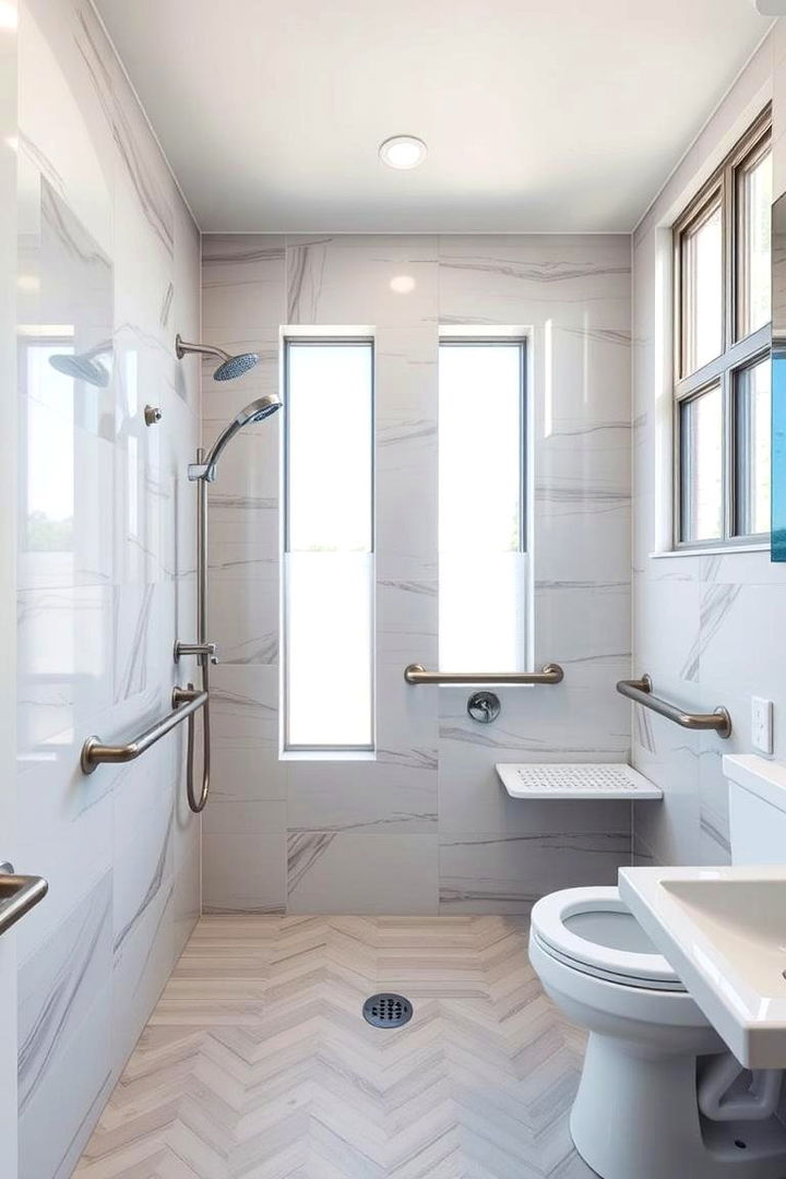 Walk In Shower with Safety Grab Bars - Accessible Handicap Bathroom Design Solutions