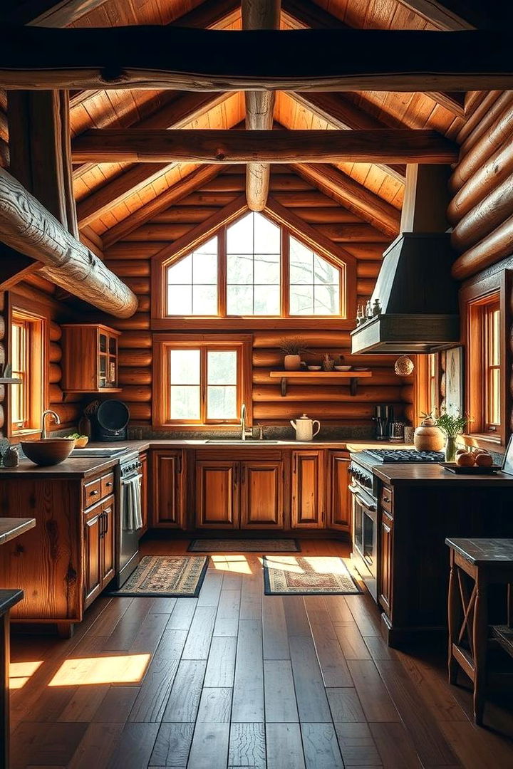 Warm Rustic Wood Tones - Log Cabin Kitchen Design Ideas for Rustic Charm