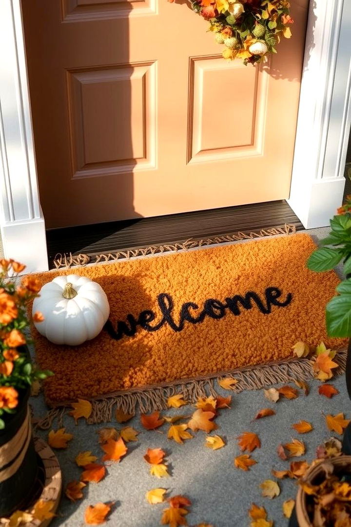 Warm Welcome Mat - Front Door Fall Decor Ideas for Autumn Warmth