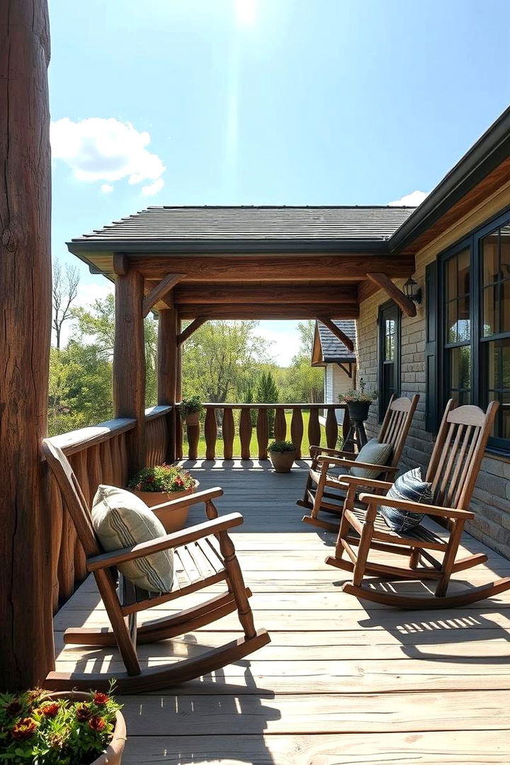 Welcoming Wooden Rocking Chairs - Rustic Front Porch Ideas for Welcoming Entryways