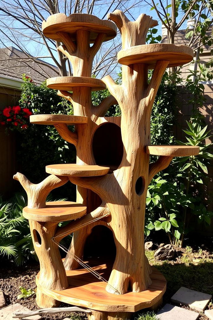 Wooden Climbing Oasis - Outdoor Cat Tree Ideas for Feline Adventures