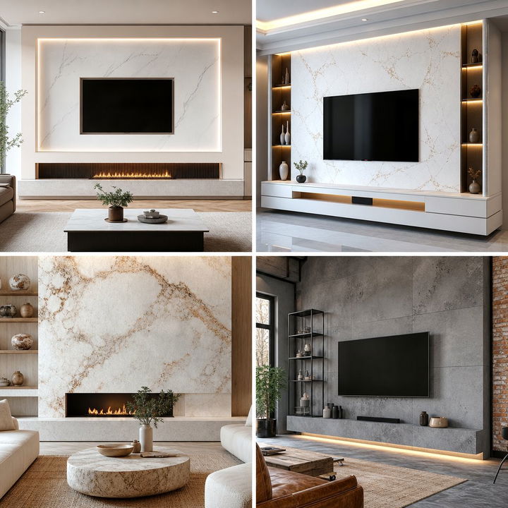 22 Stylish Quartz Fireplace Surround Design Ideas