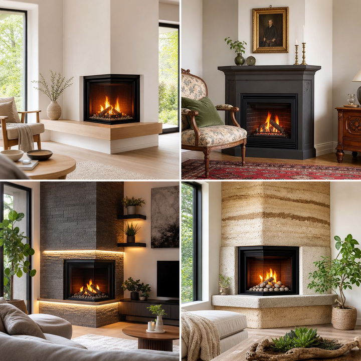 22 Modern Corner Gas Fireplace Ideas for Energy-Efficient Homes