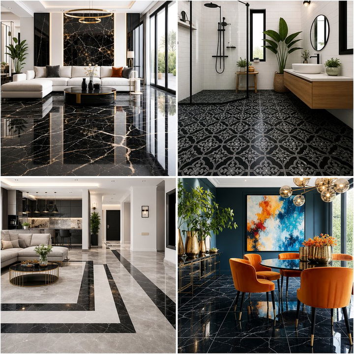 22 Striking Black Floor Kitchen Ideas for Bold Contrast