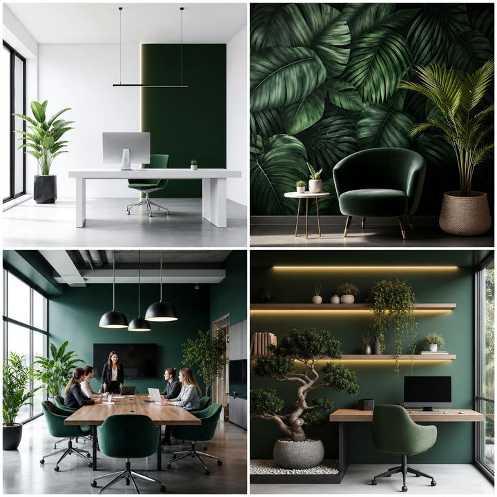 22 Dark Green Home Office Ideas for a Productive Workspace