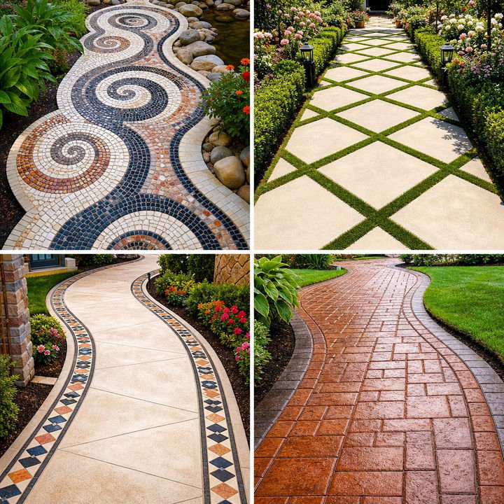 22 Durable Concrete Walkway Ideas for Beautiful Garden Pathways