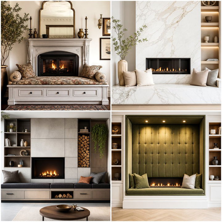 22 Cozy Fireplace Bench Ideas for Comfortable Seating