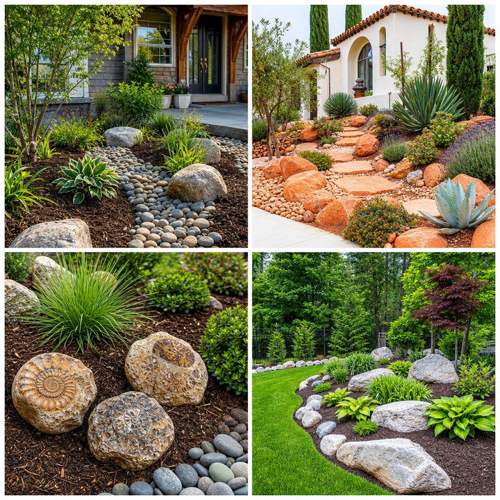 22 Rock and Mulch Front Yard Landscaping Design Ideas