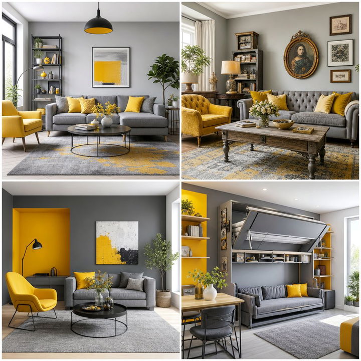 22 Grey and Yellow Living Room Ideas for Cheerful Spaces